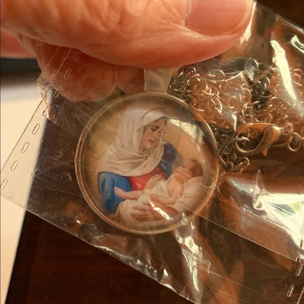 Mary & Jesus Pendant on Vegan Leather cord
